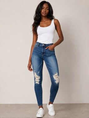 ❤️ AMERICAN EAGLE HIGH RISE DISTRESSED SKINNY JEANS / JEGGINGS, 00S (24 SHORT)